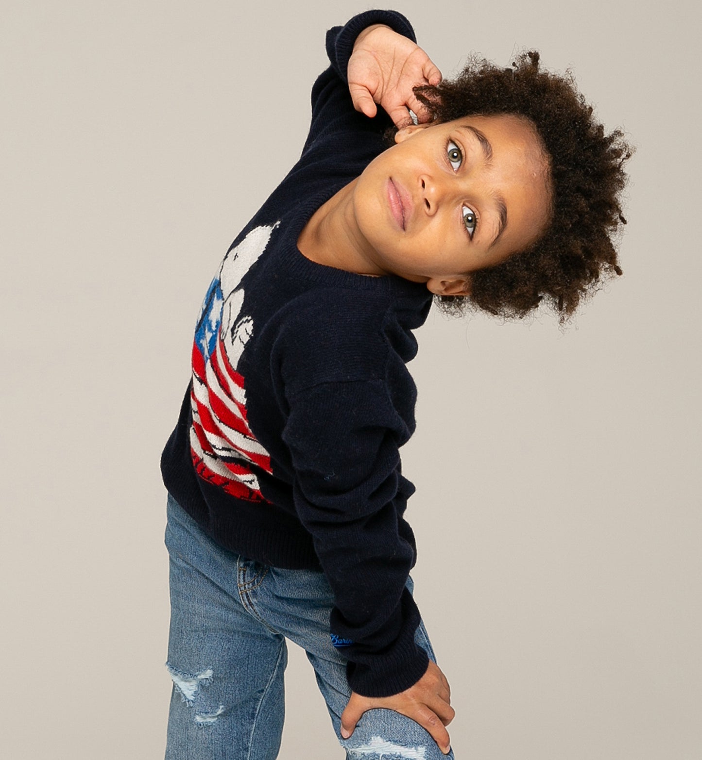 Maglia bambino con stampa jacquard Snoopy | Edizione speciale Peanuts™