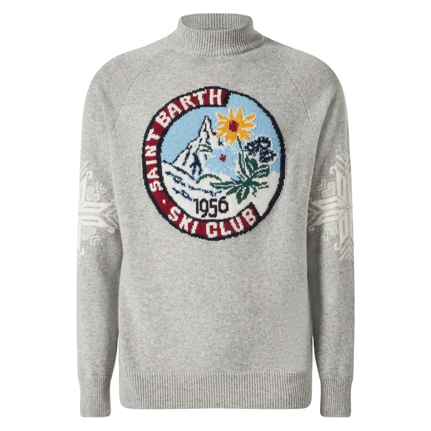 Man half-turtleneck grey sweater with print - MC2 Saint Barth