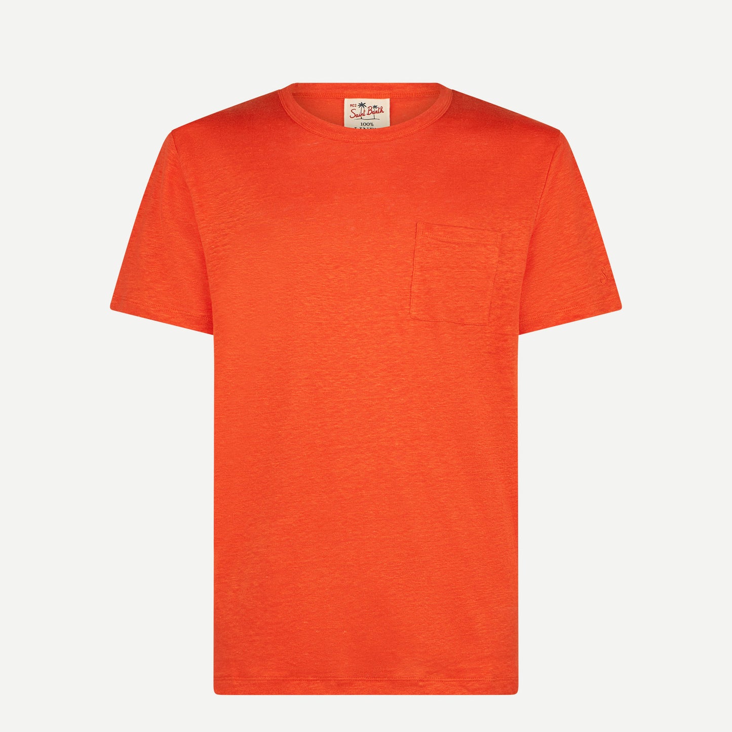 Man orange linen jersey t-shirt - MC2 Saint Barth