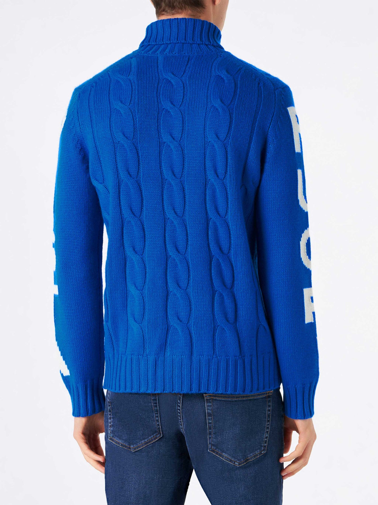 Man turtleneck braided sweater with Fuori pista print - MC2 Saint Barth