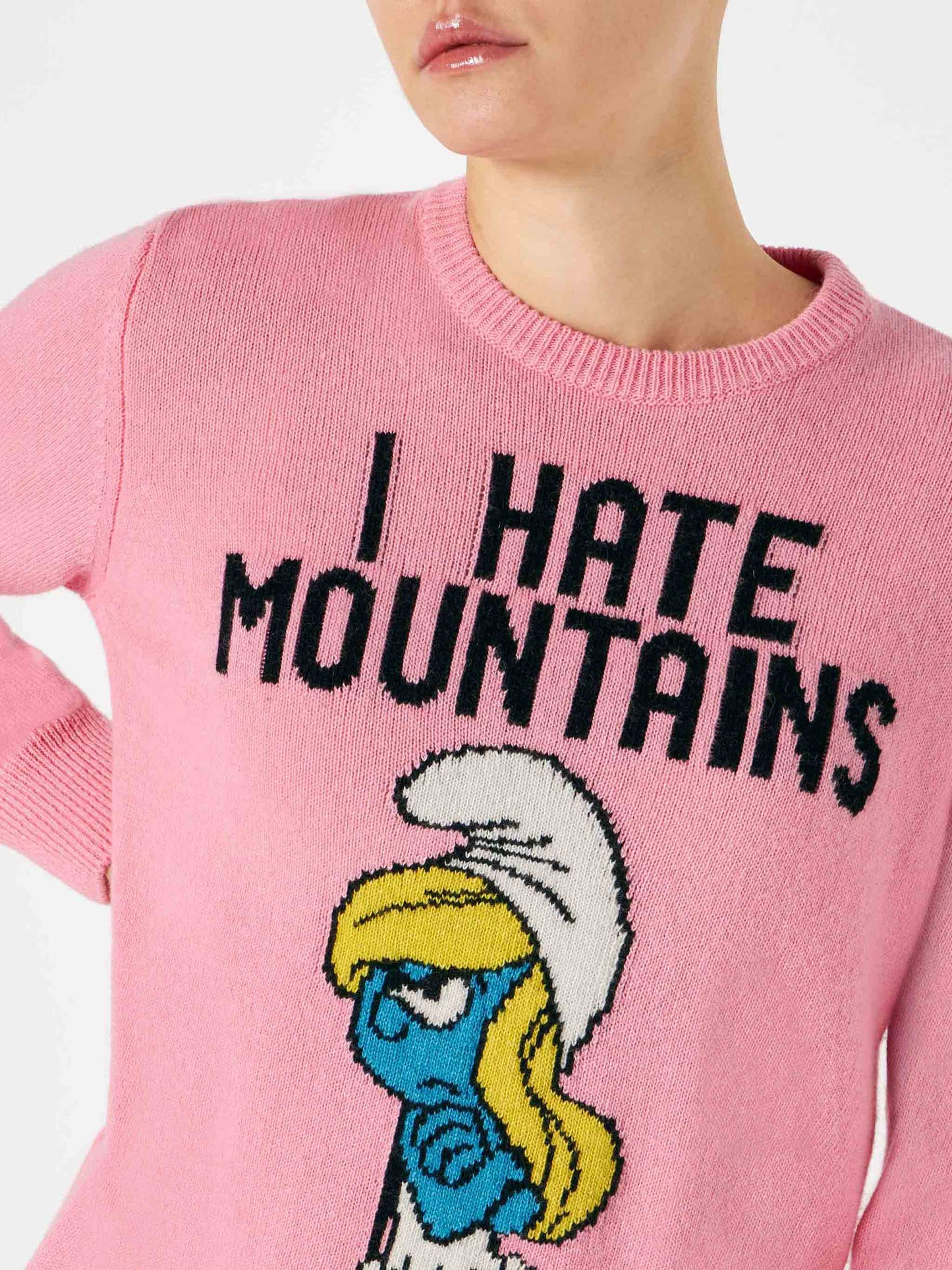 Maglia donna rosa odio le montagne Puffetta | ©PEYO EDIZIONE SPECIALE