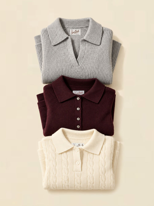 Women's Solid Color Polo Knits