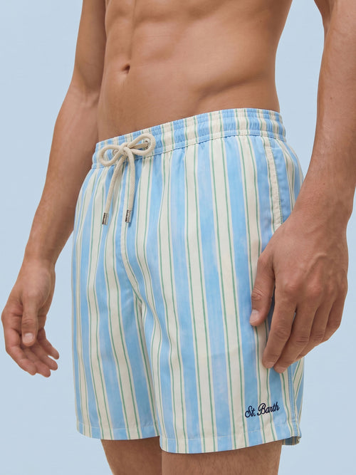 Men Stripes Swim Shorts