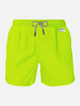 Man fluo yellow lightweight fabric swim shorts | PANTONE® SPECIAL EDITION - MC2 Saint Barth