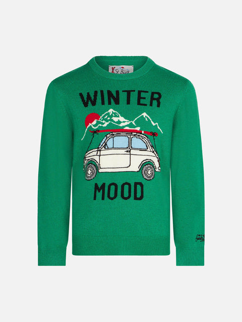 Boy cashmere blend sweater with car print | FIAT 500 SPECIAL EDITION - MC2 Saint Barth