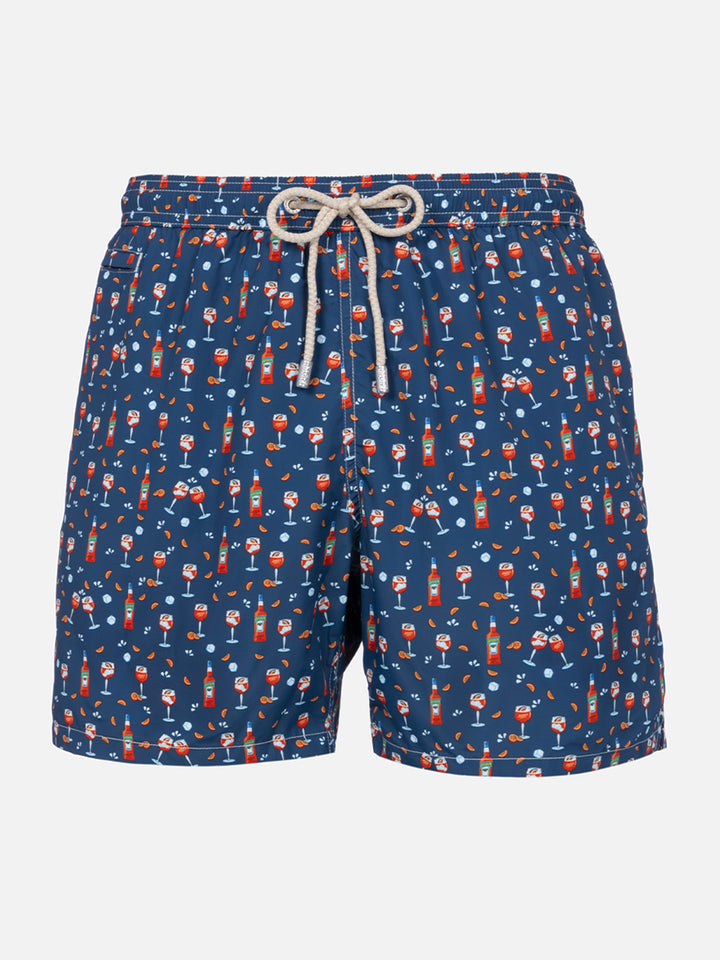 Man lightweight fabric swim-shorts Lighting Micro Fantasy with Aperol Spritz print | APEROL SPECIAL EDITION - MC2 Saint Barth