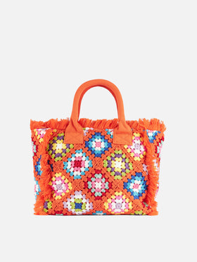 Colette crochet shoulder bag with orange tiles pattern