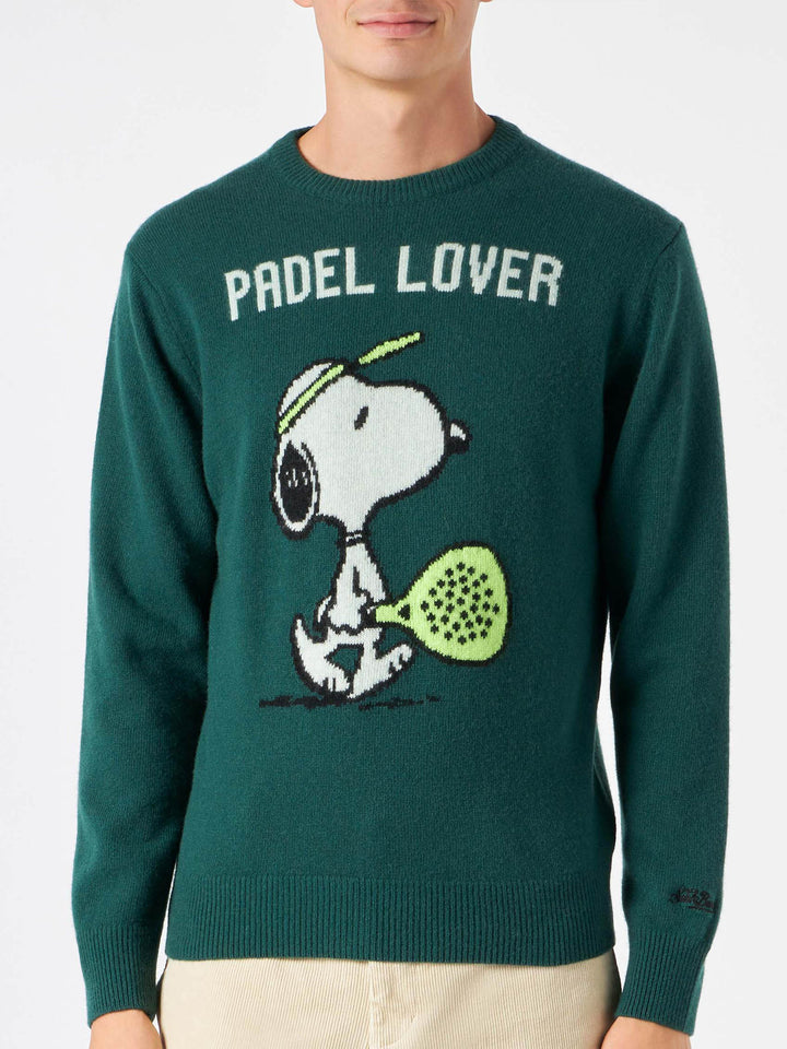Man green sweater with Snoopy print | SNOOPY - PEANUTS™ SPECIAL EDITION - MC2 Saint Barth