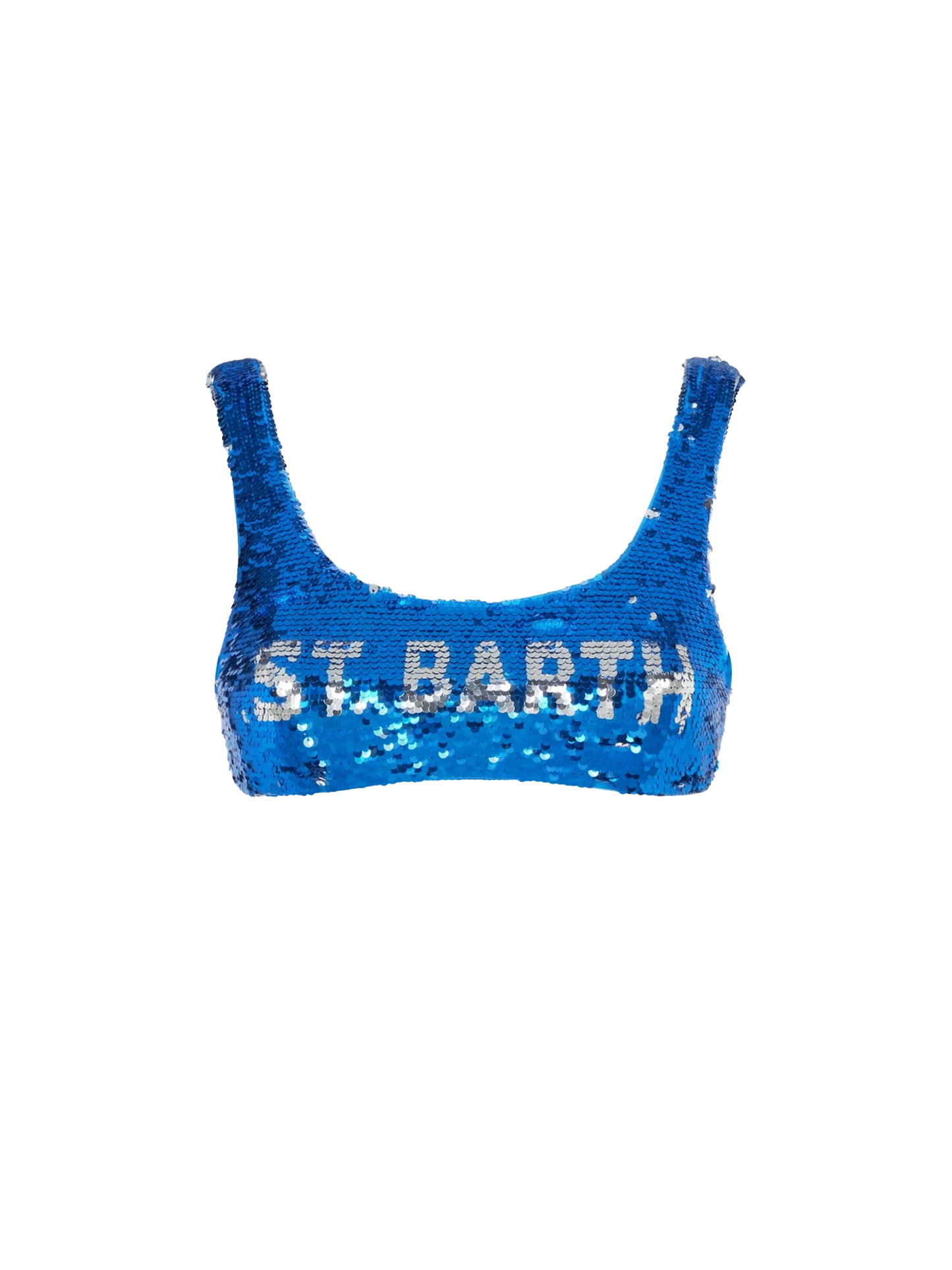 Blue sequined bralette with silver logo - MC2 Saint Barth