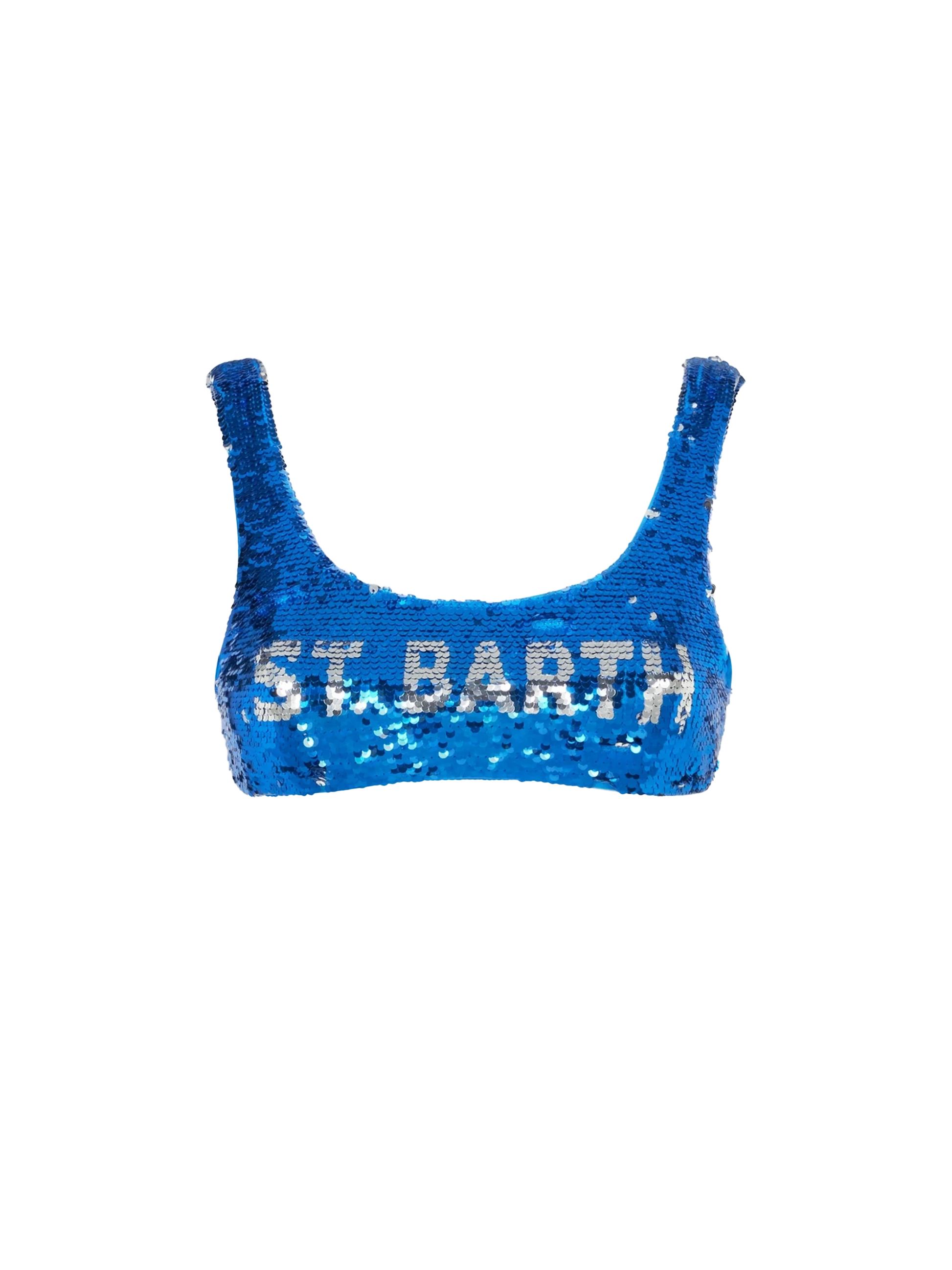 Blue sequined bralette with silver logo - MC2 Saint Barth