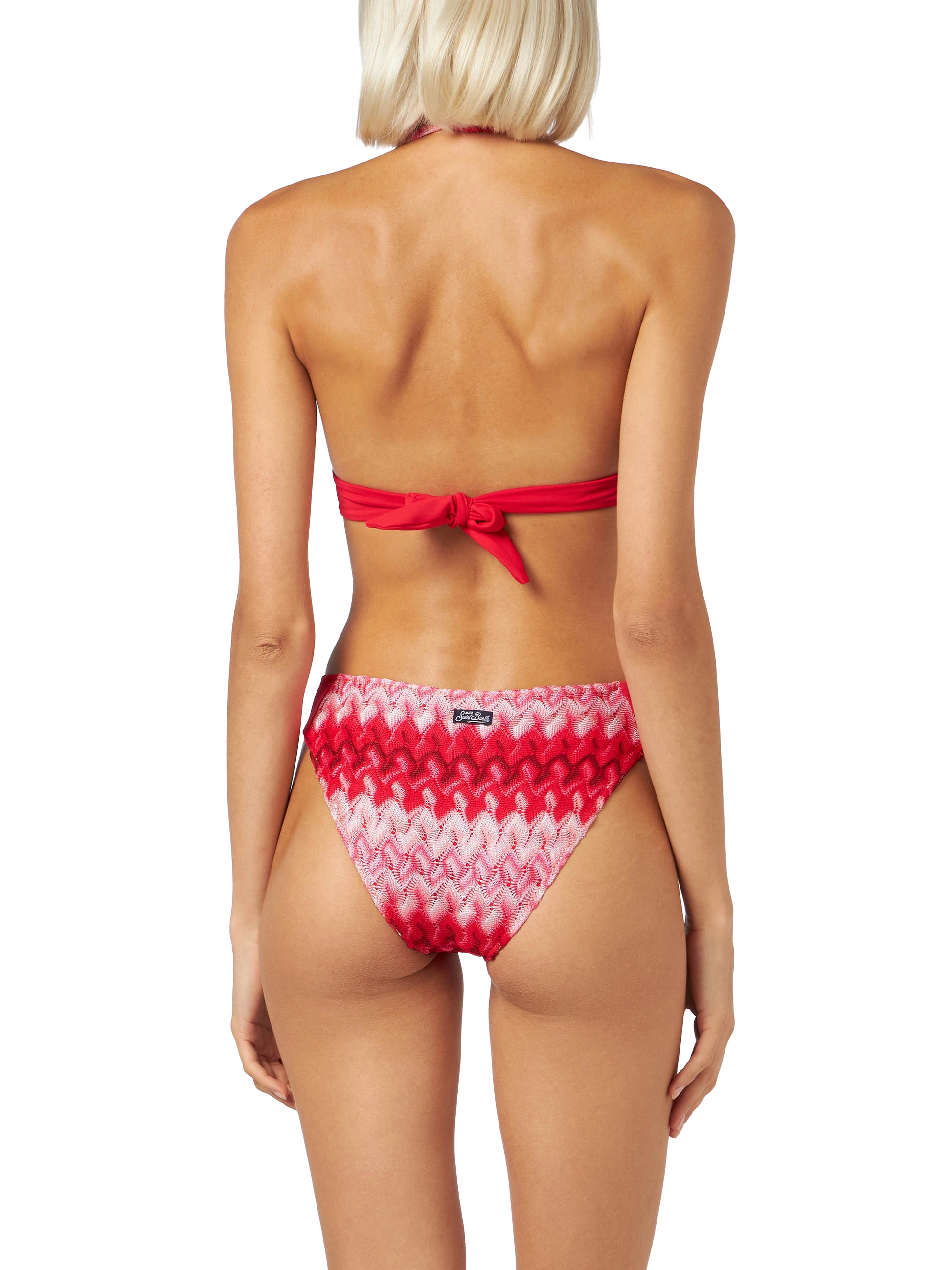 Multicolor red chevron knitted triangle bikini - MC2 Saint Barth