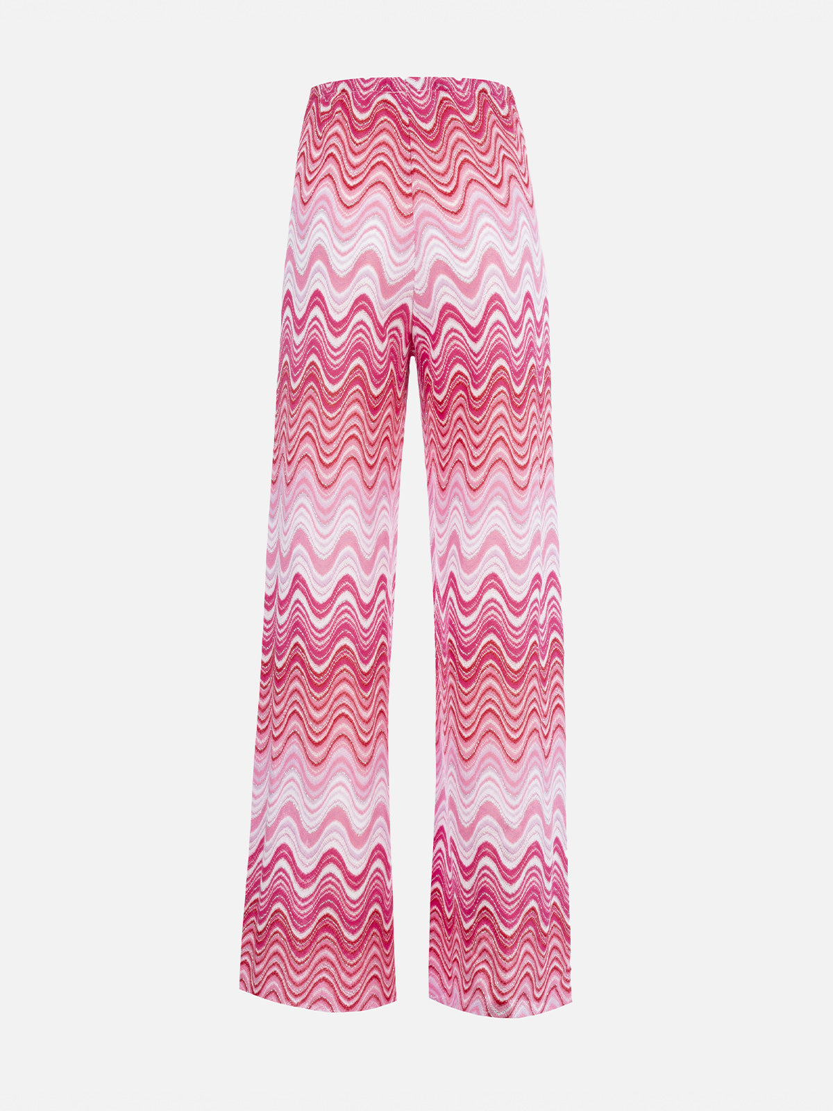 Damen-Hose mit weitem Bein aus Raschelstrick in Rosa Amalia 
