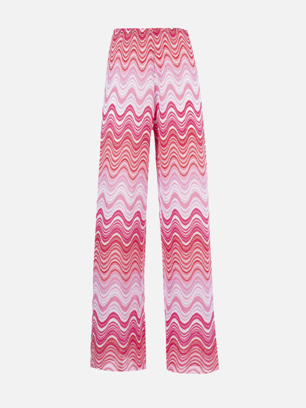 Damen-Hose mit weitem Bein aus Raschelstrick in Rosa Amalia 