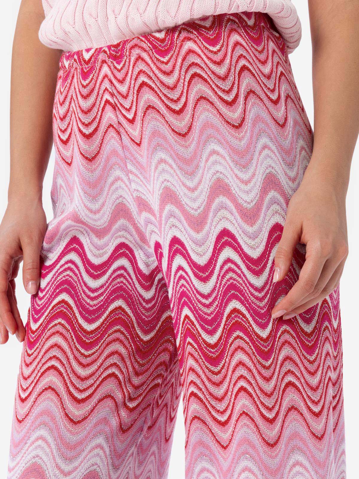 Damen-Hose mit weitem Bein aus Raschelstrick in Rosa Amalia 