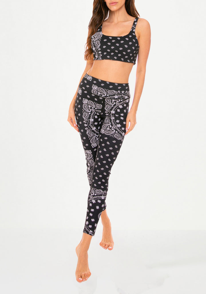 Black bandana printed yoga top and leggings - MC2 Saint Barth