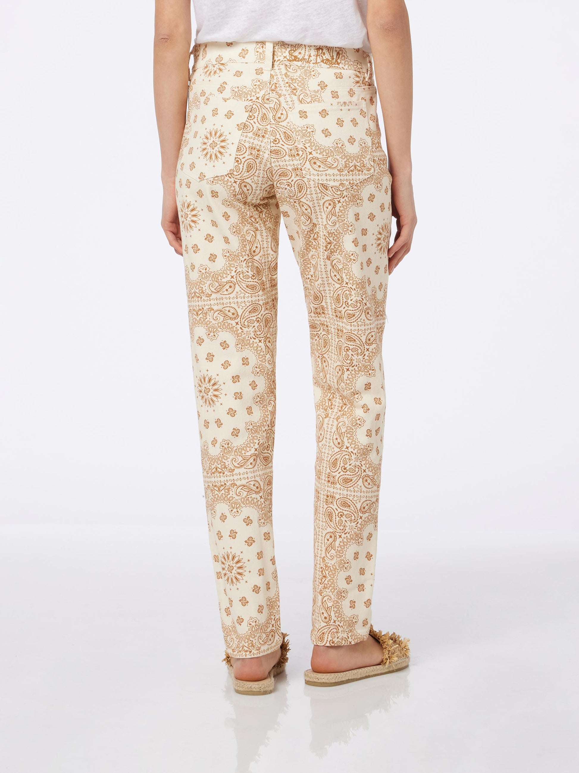 Woman off-white bandanna print denim Belleville - MC2 Saint Barth