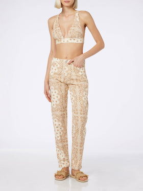 Woman off-white bandanna print denim Belleville - MC2 Saint Barth