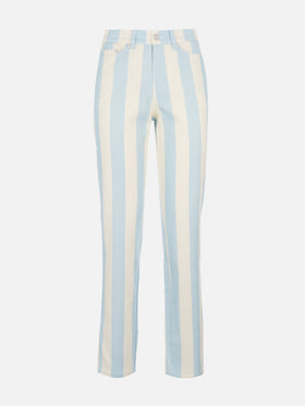 Woman light blue striped print denim Belleville - MC2 Saint Barth