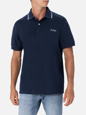 Man blue cotton piquet polo shirt Beverly Hills - MC2 Saint Barth