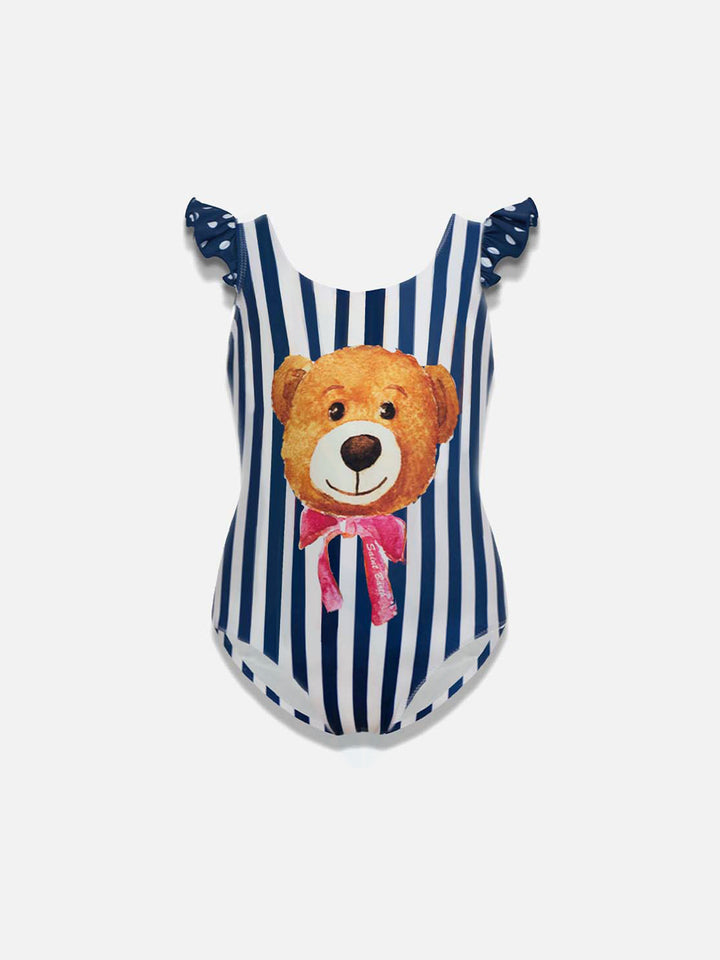 Blue and White Teddy Bear Girls Swimsuit - MC2 Saint Barth