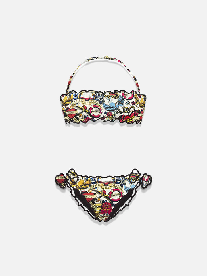 Girl bandeau bikini with tattoo print - MC2 Saint Barth