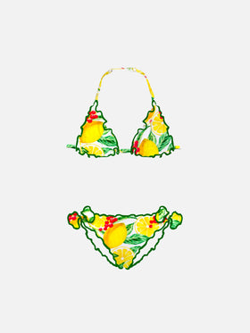 Girl triangle bikini with lemon print - MC2 Saint Barth