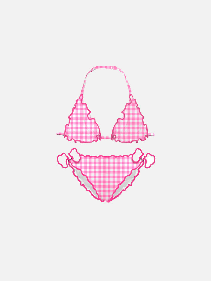 Girl triangle bikini with gingham print - MC2 Saint Barth