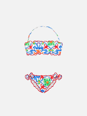 Girl bandeau bikini with majolica print - MC2 Saint Barth