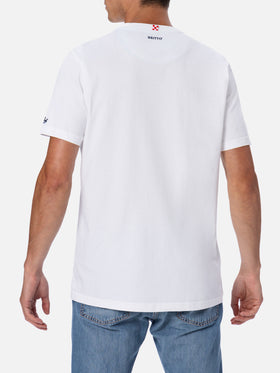 T-shirt da uomo in cotone Blanche con taschino stampato Britto | EDIZIONE SPECIALE BRITTO