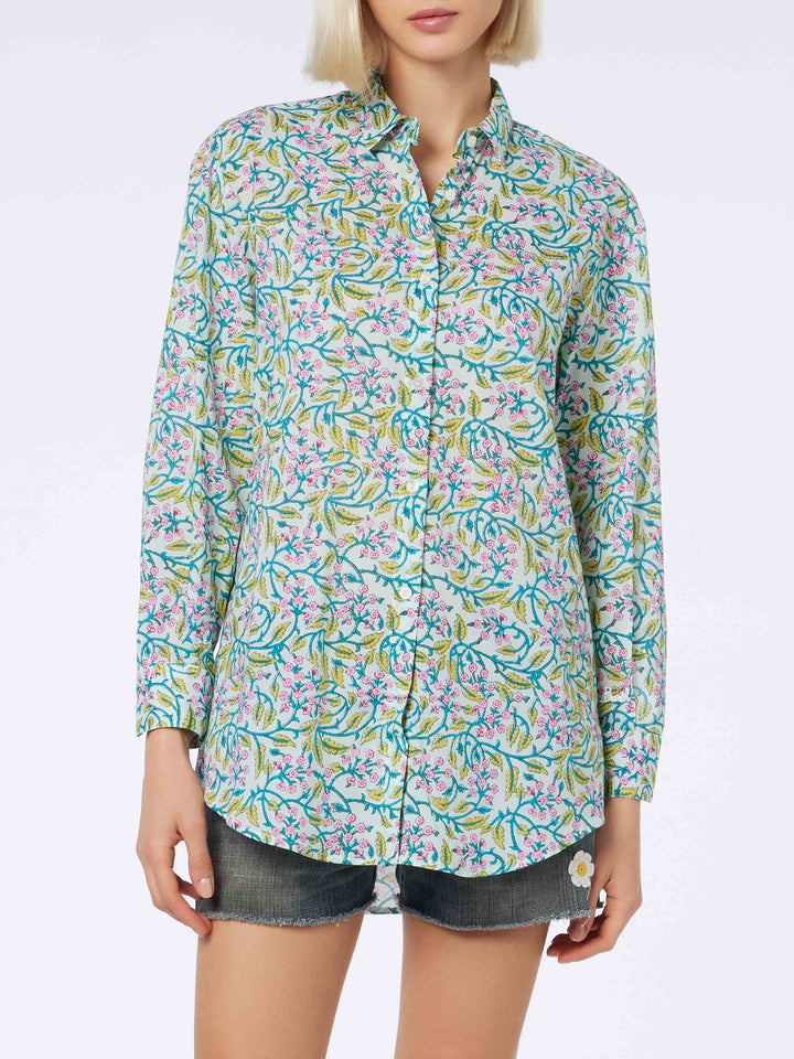 Woman cotton shirt Brigitte with flower print - MC2 Saint Barth