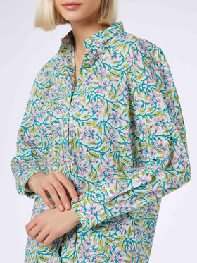 Woman cotton shirt Brigitte with flower print - MC2 Saint Barth