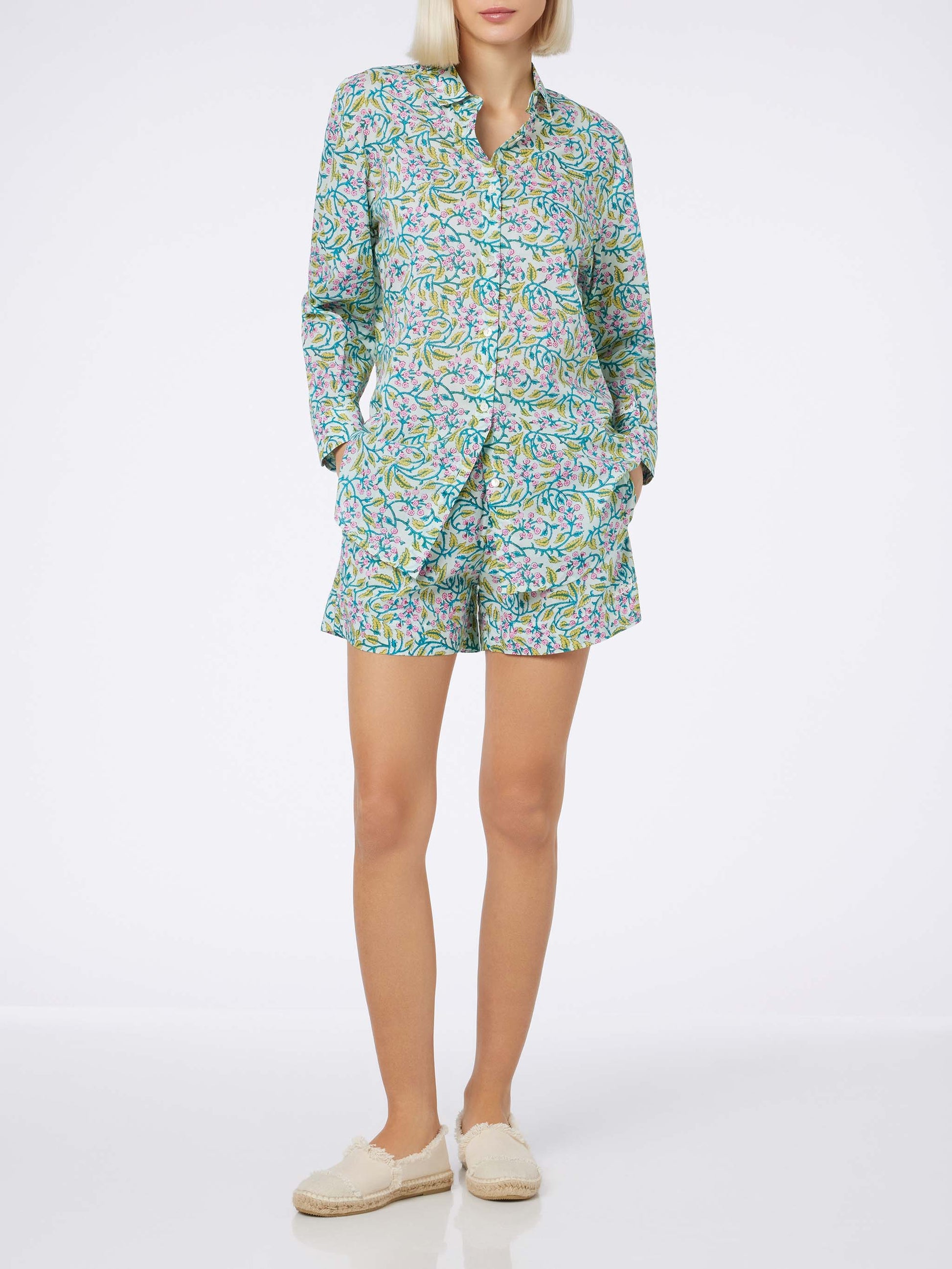 Woman cotton shirt Brigitte with flower print - MC2 Saint Barth