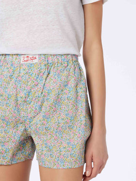 Woman Emma & Georgina print cotton shorts Boxy | MADE WITH LIBERTY FABRIC - MC2 Saint Barth