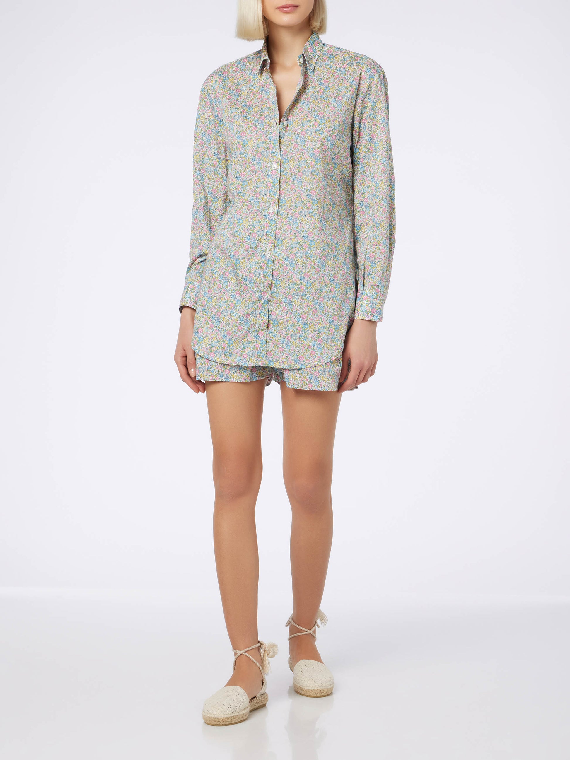 Woman cotton shirt Brigitte with Emma & Georgina print | MADE WITH LIBERTY FABRIC - MC2 Saint Barth