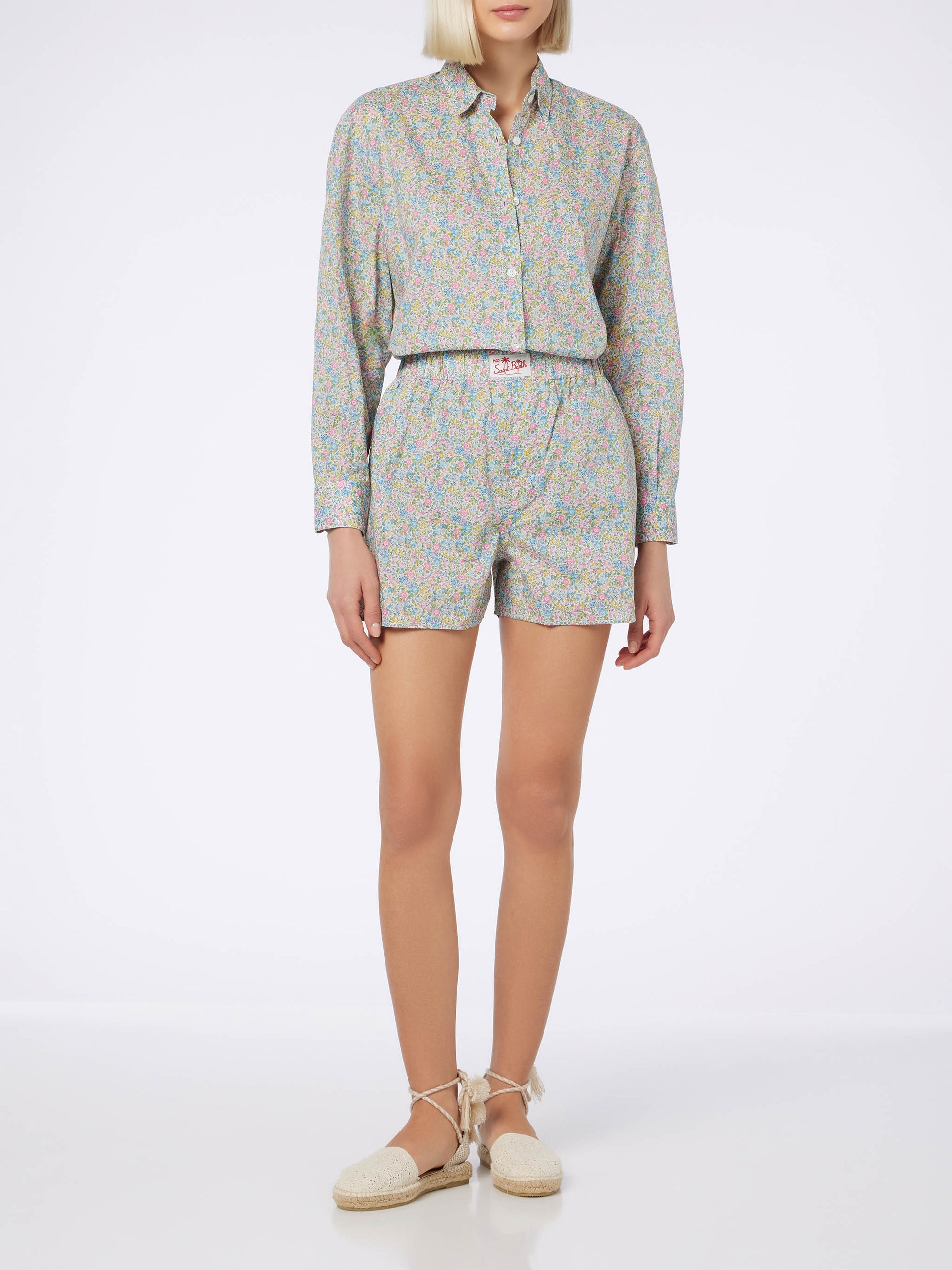 Woman cotton shirt Brigitte with Emma & Georgina print | MADE WITH LIBERTY FABRIC - MC2 Saint Barth