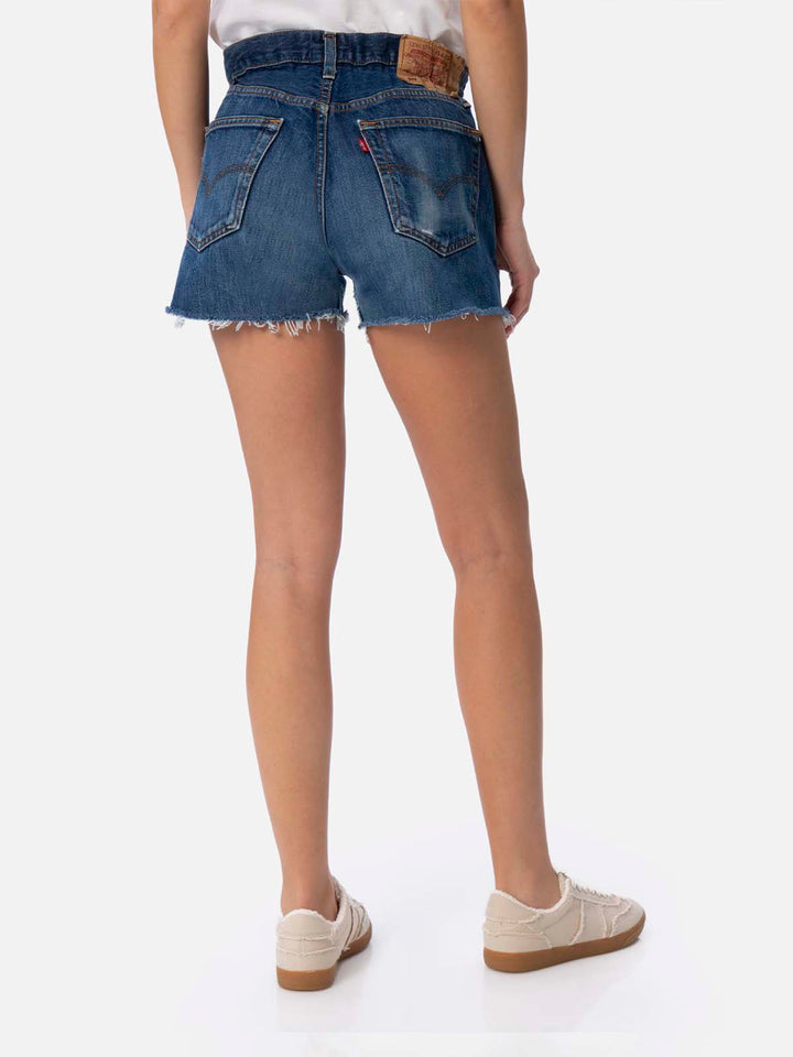 Woman upcycled denim shorts Arizona with rhinestones - MC2 Saint Barth
