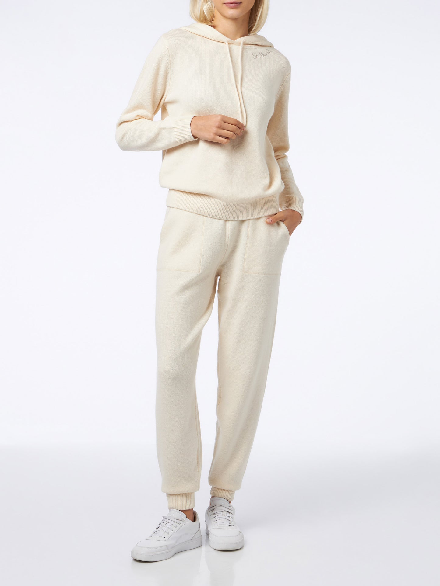 Woman off-white cashmere blend jogger pants - MC2 Saint Barth