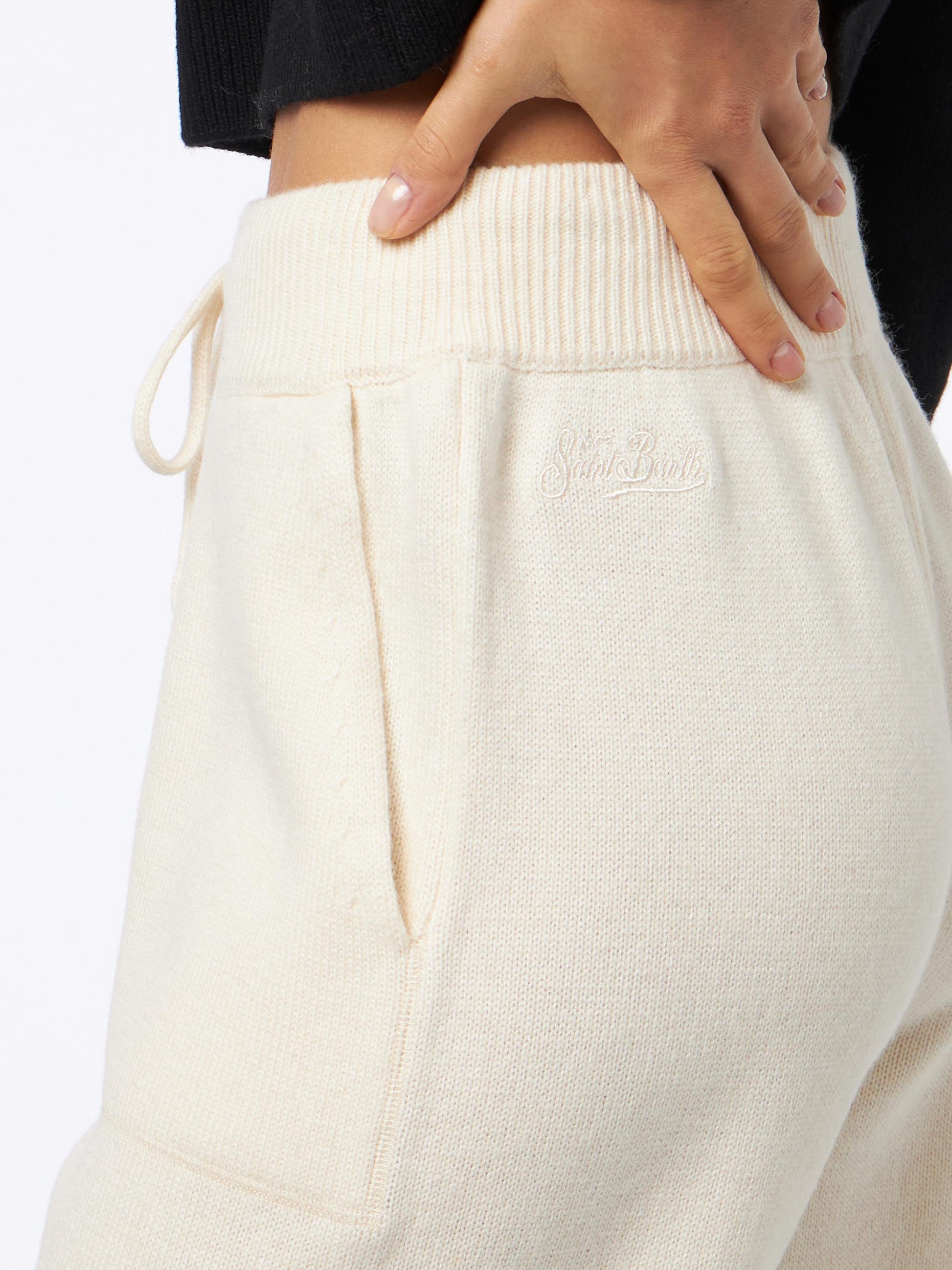 Woman off-white cashmere blend jogger pants - MC2 Saint Barth