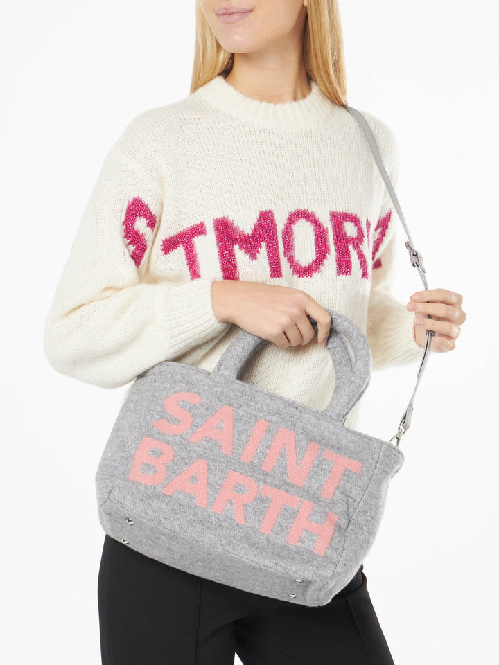 Soft wooly Clarine handbag with jacquard maxi logo - MC2 Saint Barth