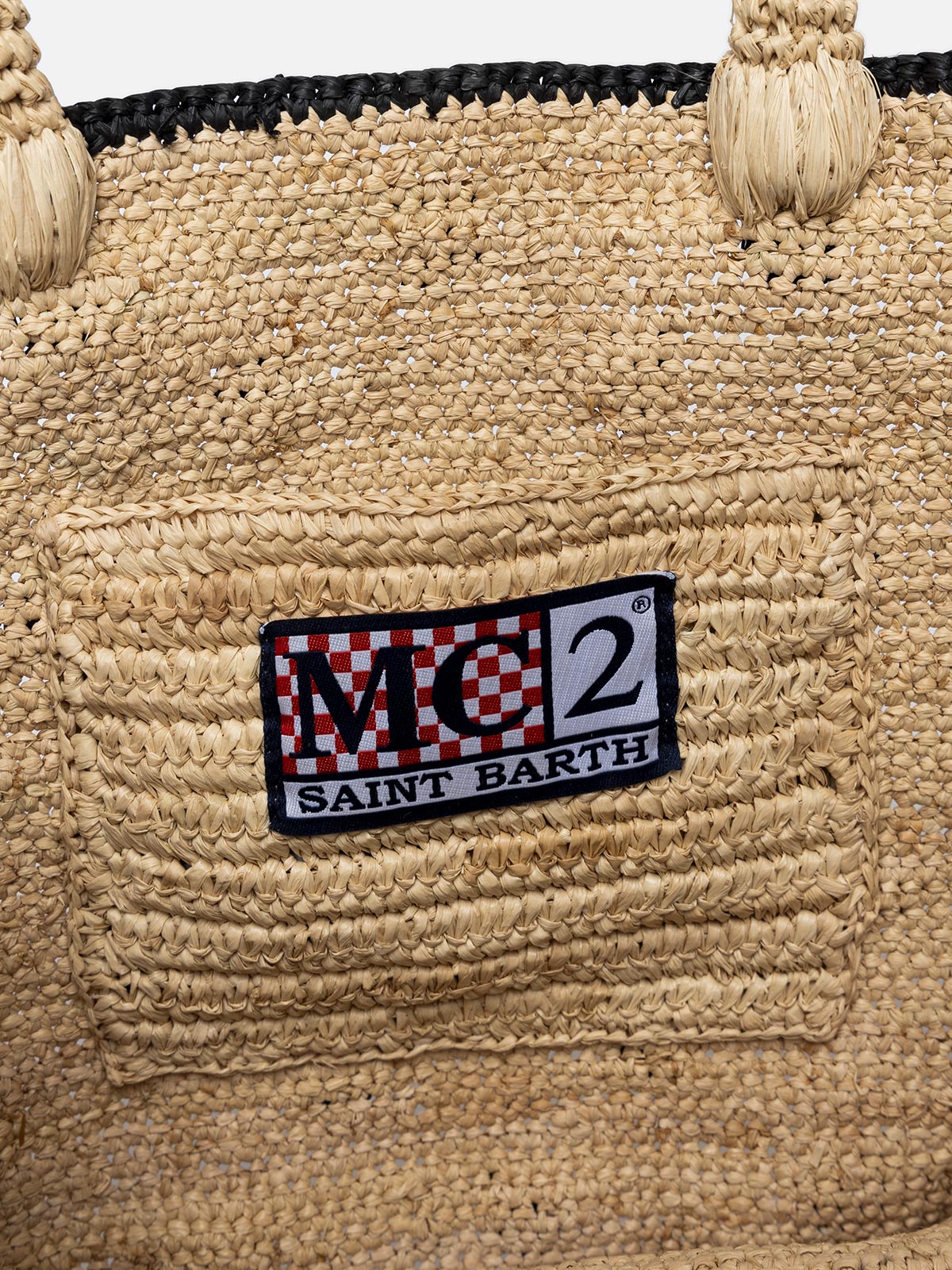 Natural beige Colette Raffia handbag with polka dot appliqués - MC2 Saint Barth