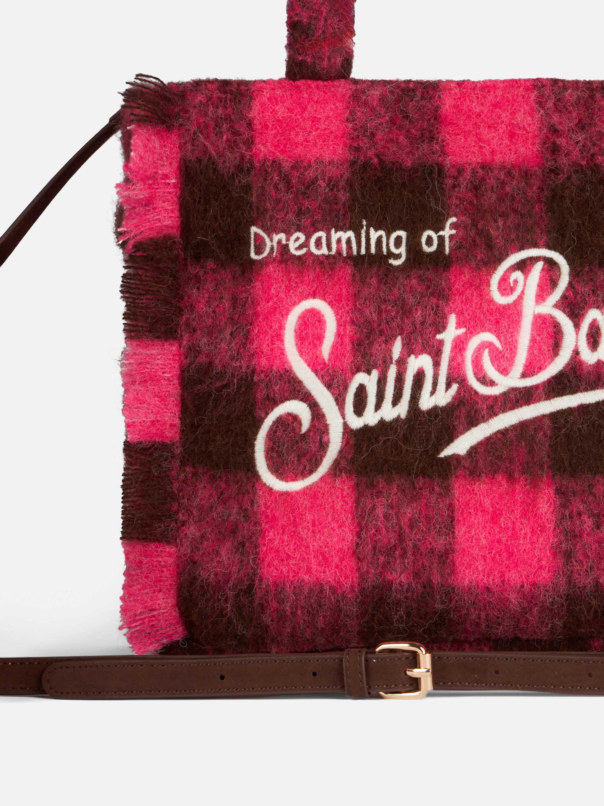 Wooly Colette fringed handbag with check pattern - MC2 Saint Barth