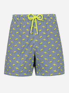 Comfort Light classic stretch swim shorts with sharks print - MC2 Saint Barth
