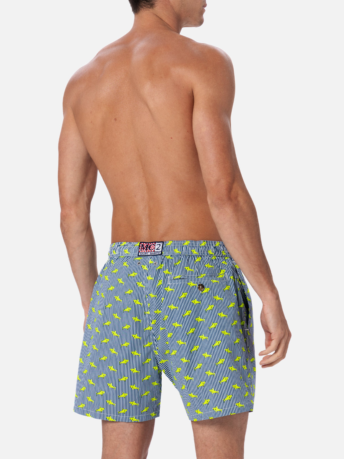 Comfort Light classic stretch swim shorts with sharks print - MC2 Saint Barth