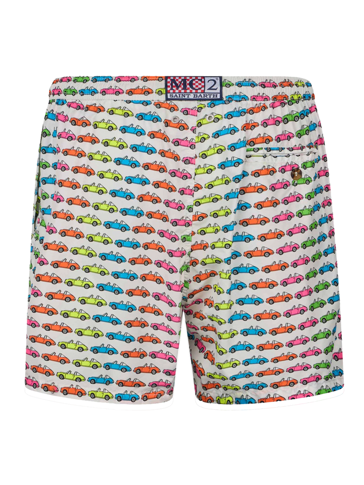 Man lightweight fabric swim-shorts Lighting Micro Fantasy with car print - MC2 Saint Barth