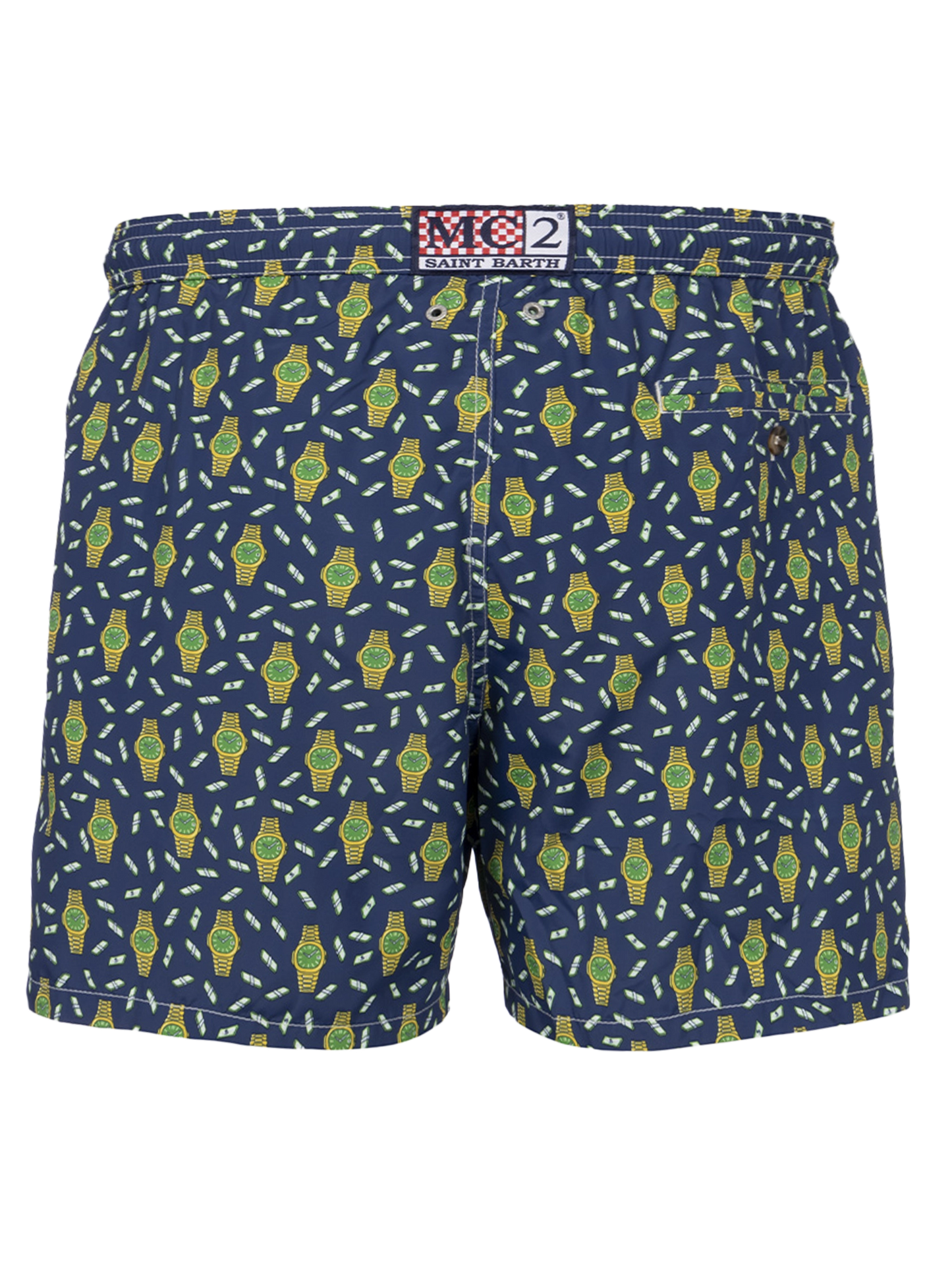 Man lightweight fabric swim-shorts Lighting Micro Fantasy with watches print - MC2 Saint Barth