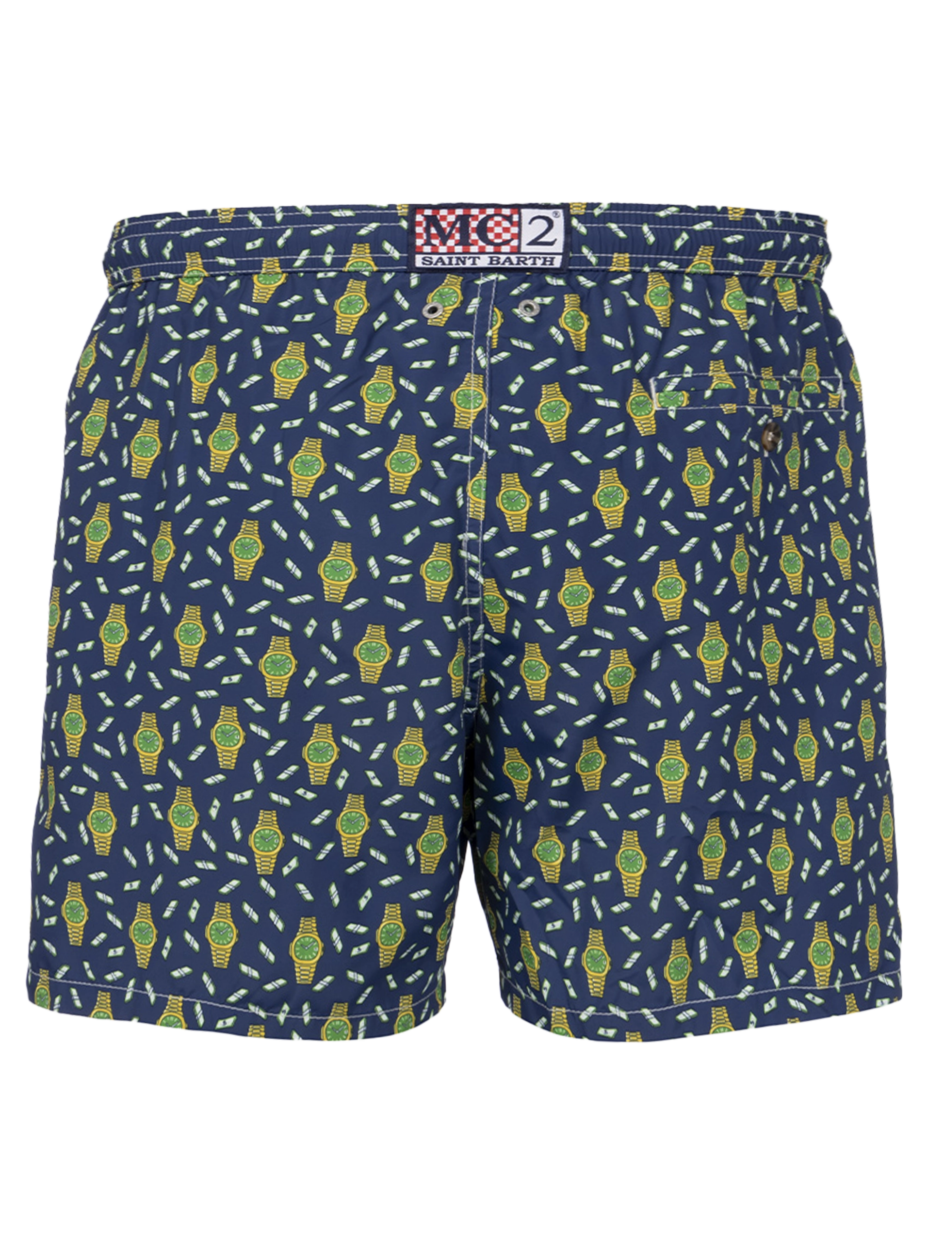 Man lightweight fabric swim-shorts Lighting Micro Fantasy with watches print - MC2 Saint Barth