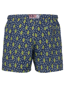 Man lightweight fabric swim-shorts Lighting Micro Fantasy with watches print - MC2 Saint Barth