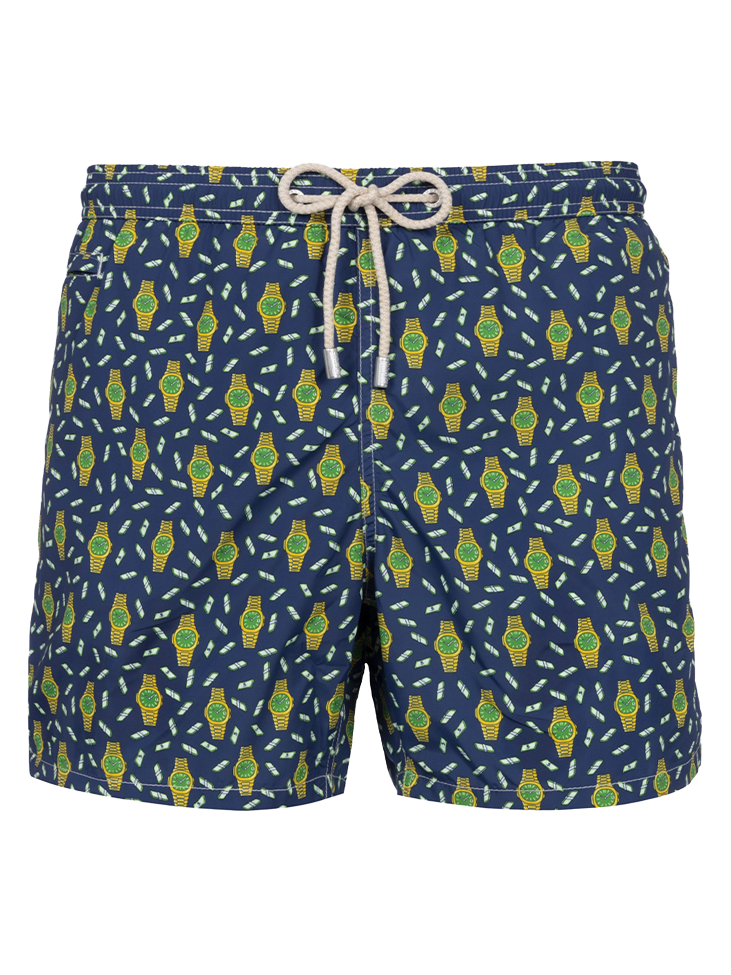 Man lightweight fabric swim-shorts Lighting Micro Fantasy with watches print - MC2 Saint Barth
