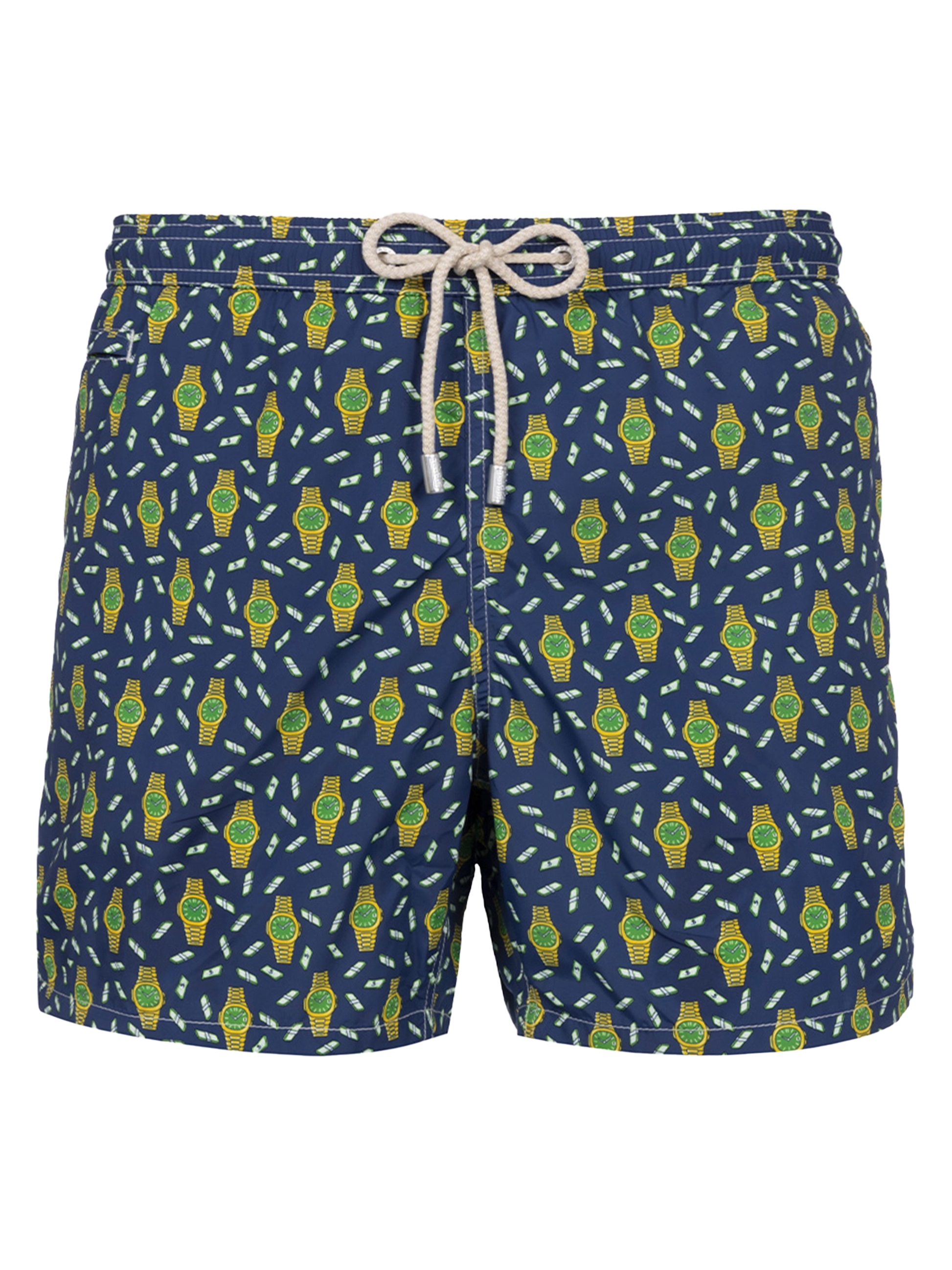 Man lightweight fabric swim-shorts Lighting Micro Fantasy with watches print - MC2 Saint Barth