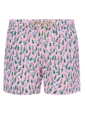 Lightweight fabric swim shorts Lighting with sabrage and bottle print - MC2 Saint Barth